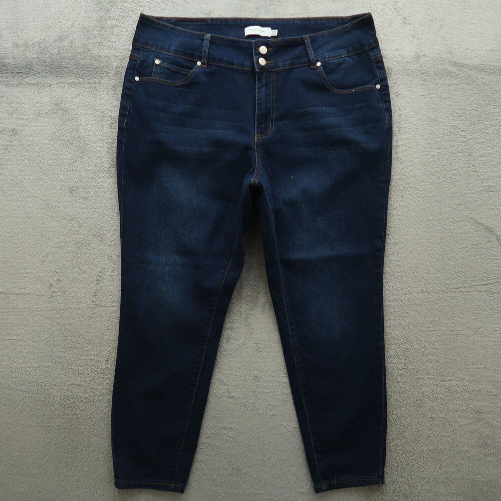 TAHARI Jeans Women's Size 20W Blue High-Rise Skinny Denim 27" Inseam Stretch